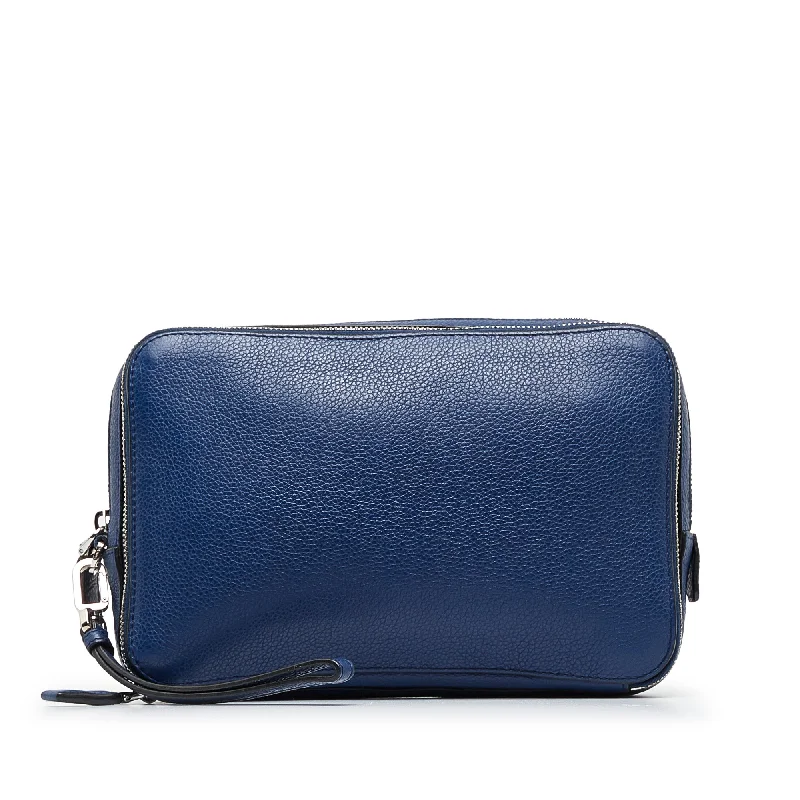 Blue Prada Vitello Daino Clutch Bag