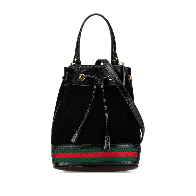 Black Gucci Small Suede Ophidia Bucket Bag