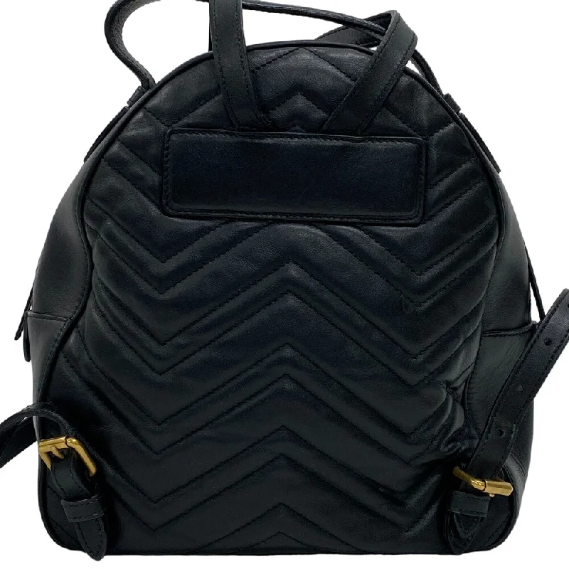 GUCCI Backpack leather black GG Marmont Women Used