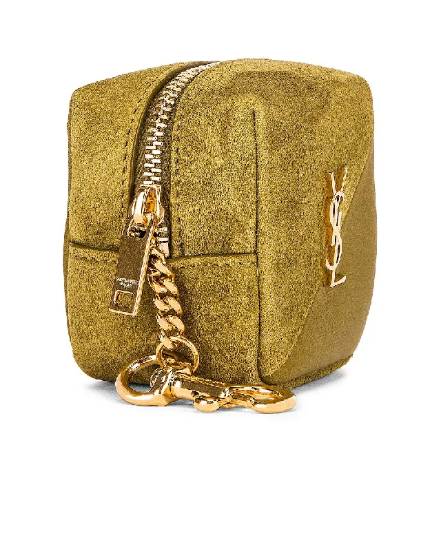 YSL JAMIE CUBE CHARM IN SUEDE AND LAMBSKIN