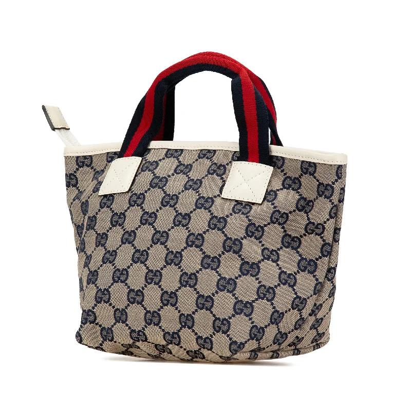 Gray Gucci Mini GG Canvas Web Childrens Handbag