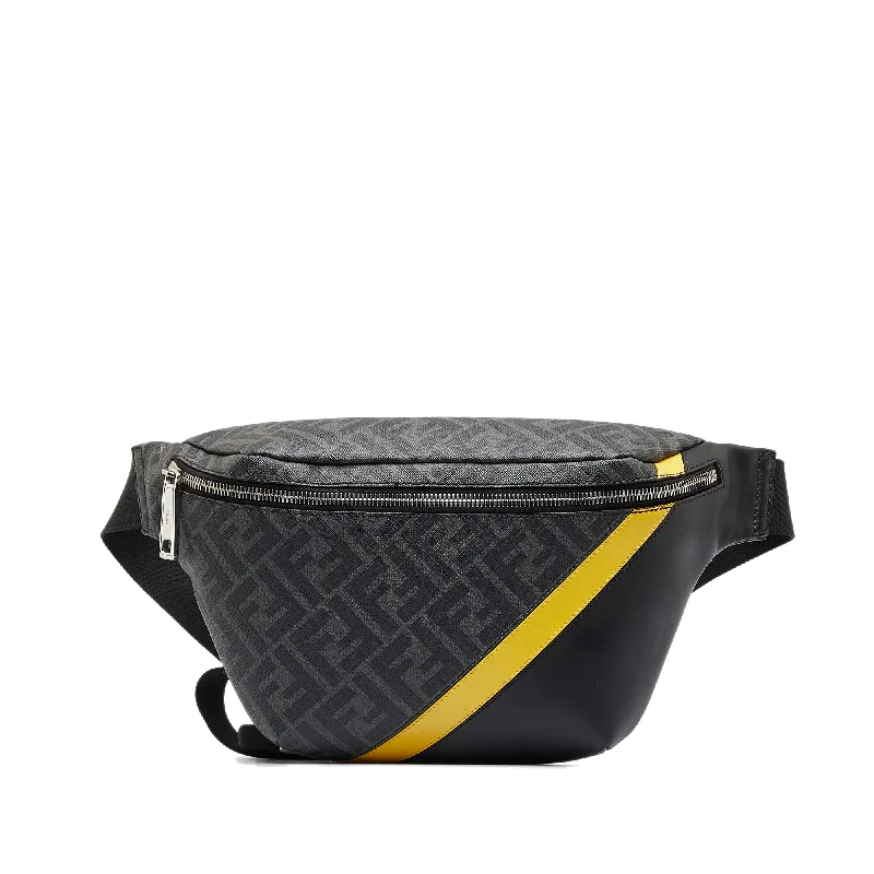 Black Fendi Zucca FF 1974 Diagonal Belt Bag