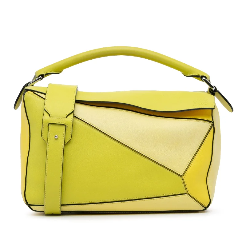 Yellow LOEWE Medium Puzzle Bag Satchel