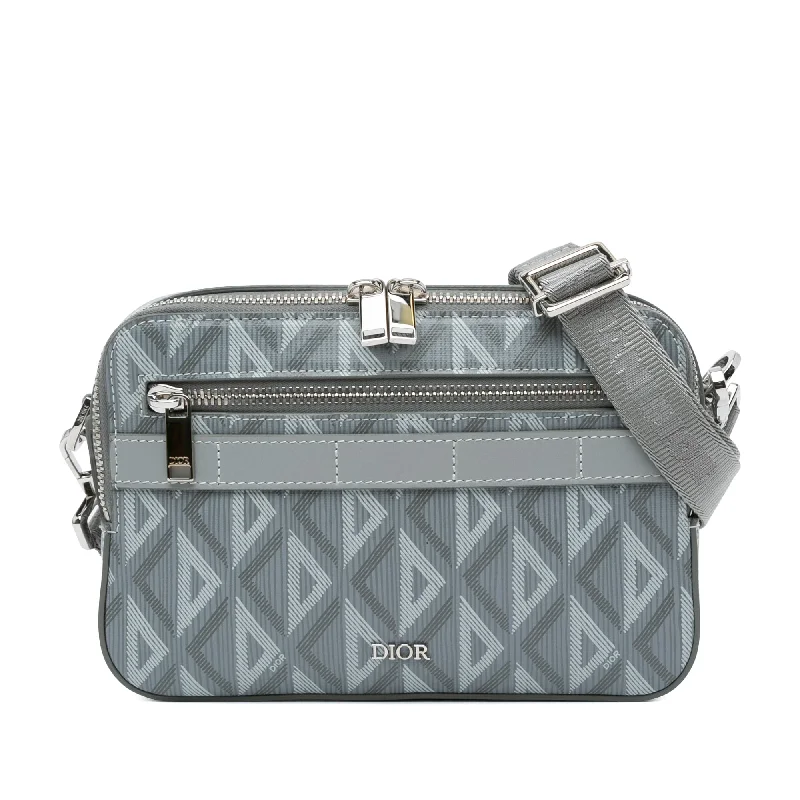 Gray Dior CD Diamond Safari Bag with Strap