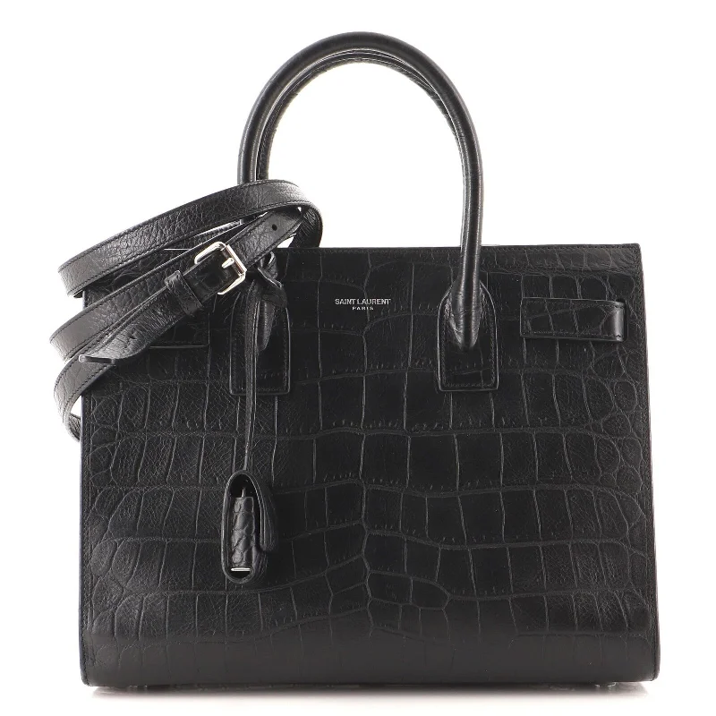 YSL SAC DE JOUR CROCODILE-EMBOSSED HANDBAG