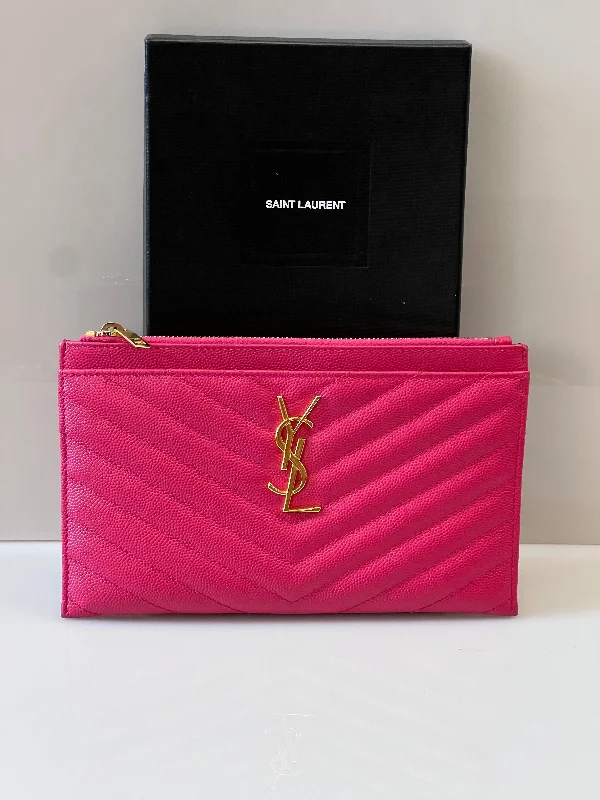 YSL GRAIN DE POUDRE CHEVRON MONOGRAM POUCH