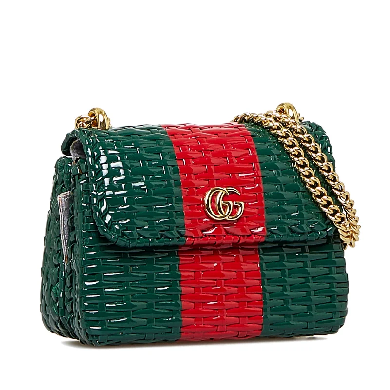 Gucci GG Marmont Wicker Green Rattan Gold