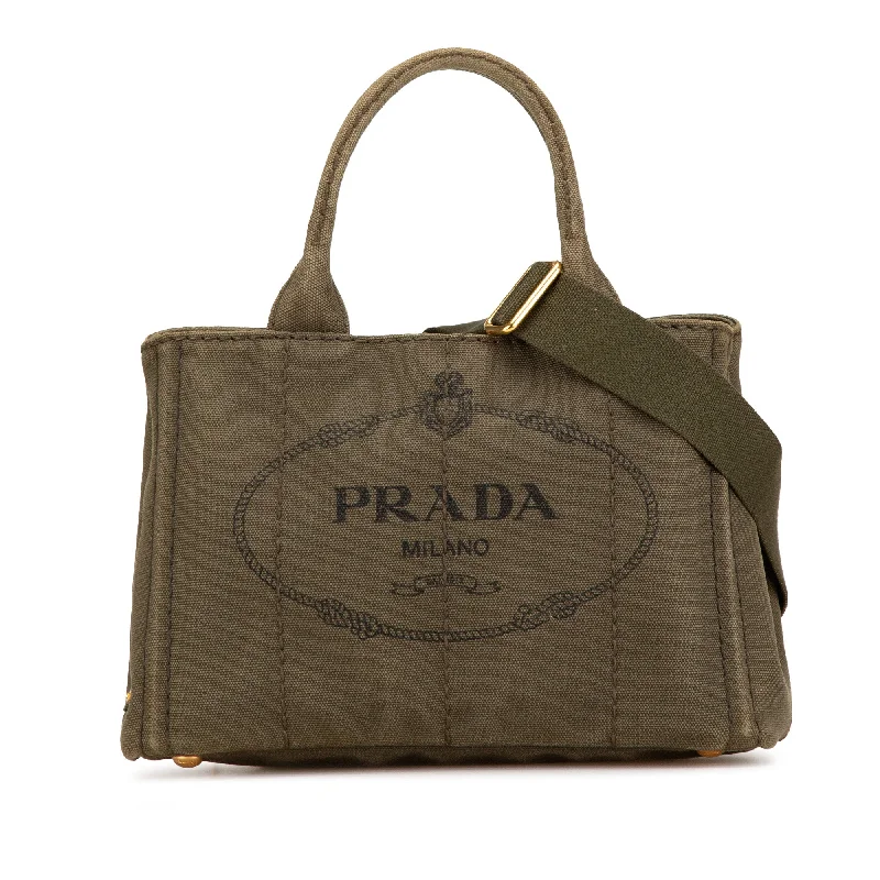 Brown Prada Small Canapa Logo Satchel