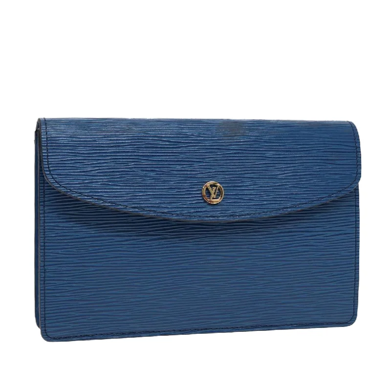 LOUIS VUITTON Epi Montaigne 23 Clutch Bag Blue M52665 LV Auth 87392