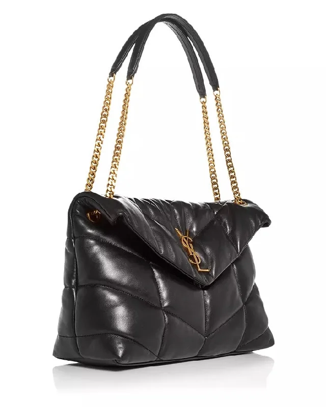 YSL LOULOU MEDIUM QUILTED PUFFER LEATHER SHOULDER BAG