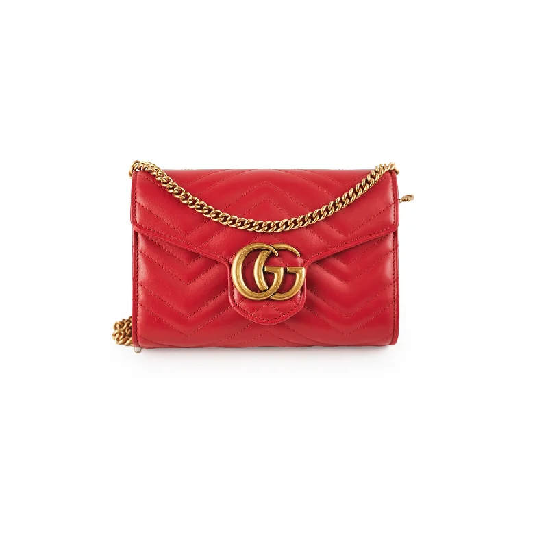 Gucci Marmont Red Wallet On Chain WOC