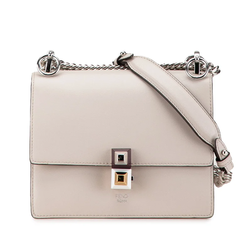 Beige Fendi Small Leather Kan I Crossbody