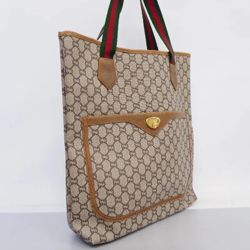 GUCCI  Sherry Line 39 02 003 Women's GG Plus,Leather Tote Bag Beige