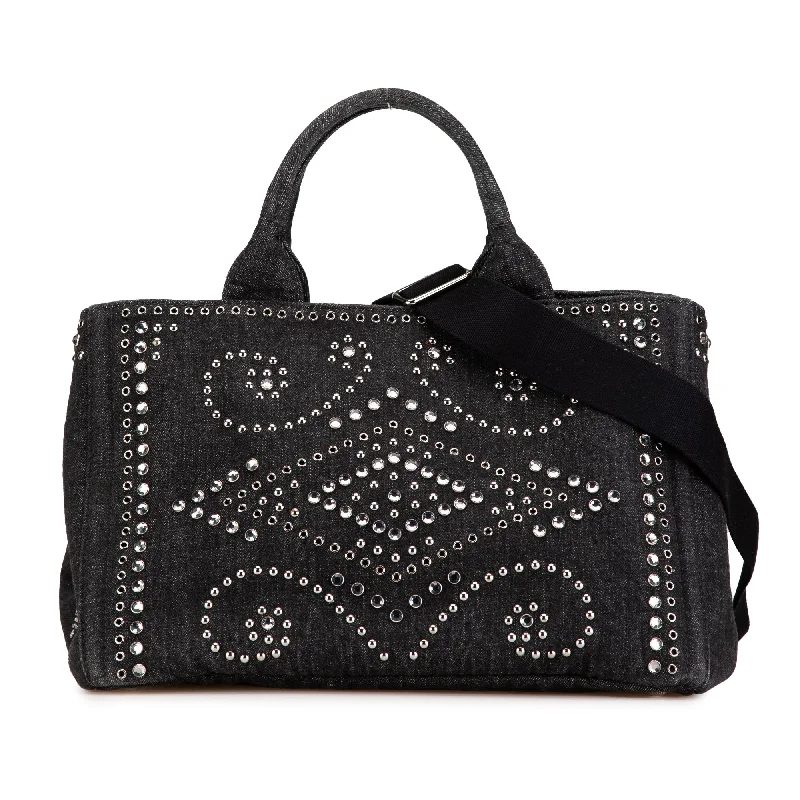 Black Prada Canapa Denim Bijoux Satchel