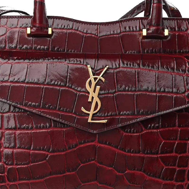 YSL CALFSKIN CROC EMBOSSED MEDIUM UPTOWN TOTE