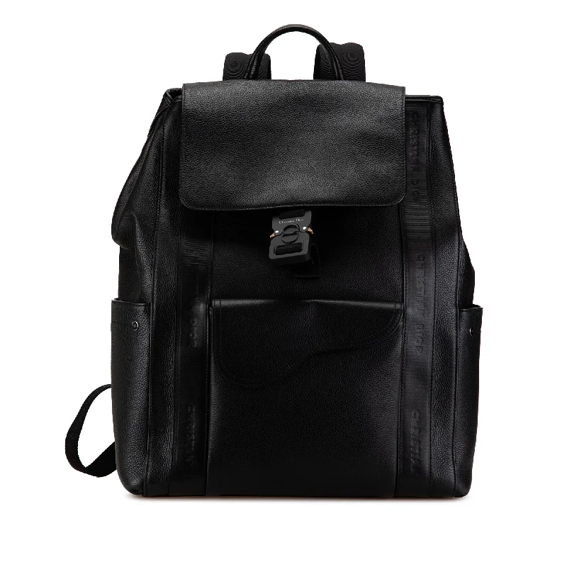 Black Dior Leather Saddle Backpack