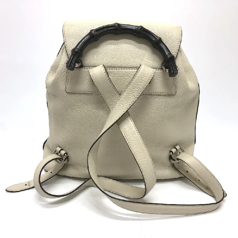 GUCCI Backpack 370833 leather White type Bamboo Backpack Women Used