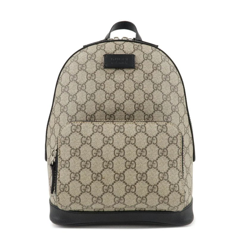 GUCCI GG Supreme Leather Backpack Rucksack Beige Black 429020