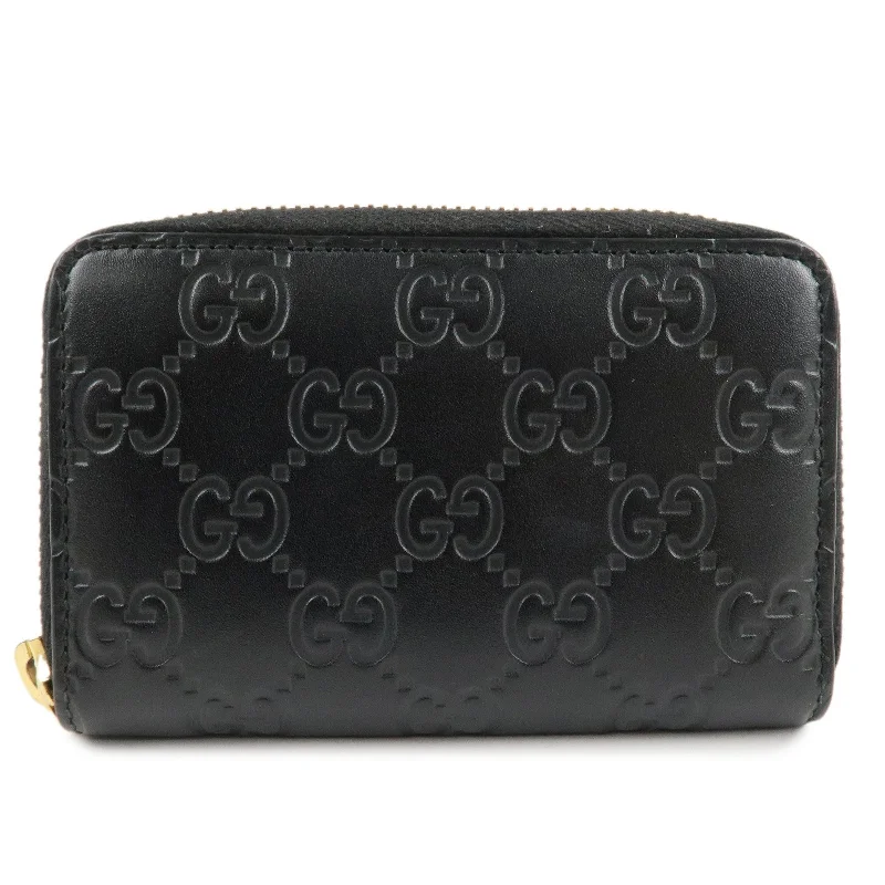 GUCCI Guccissima Leather Card Case Black 447939