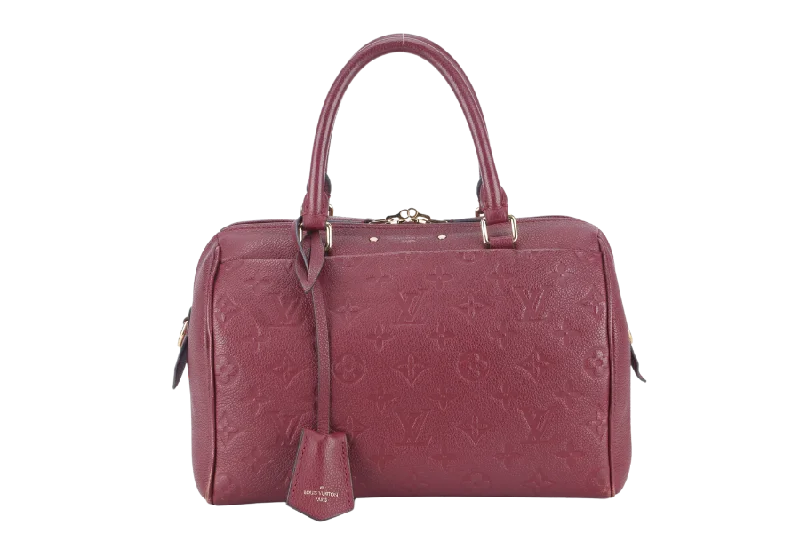 LOUIS VUITTON SPEEDY BANDOULIERE 25 (M44145) BURGUNDY MONOGRAM EMPREINTE GOLD HARDWARE WITH STRAPS, LOCK AND KEYS