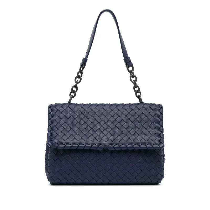 Blue Bottega Veneta Small Intrecciato Olimpia Shoulder Bag