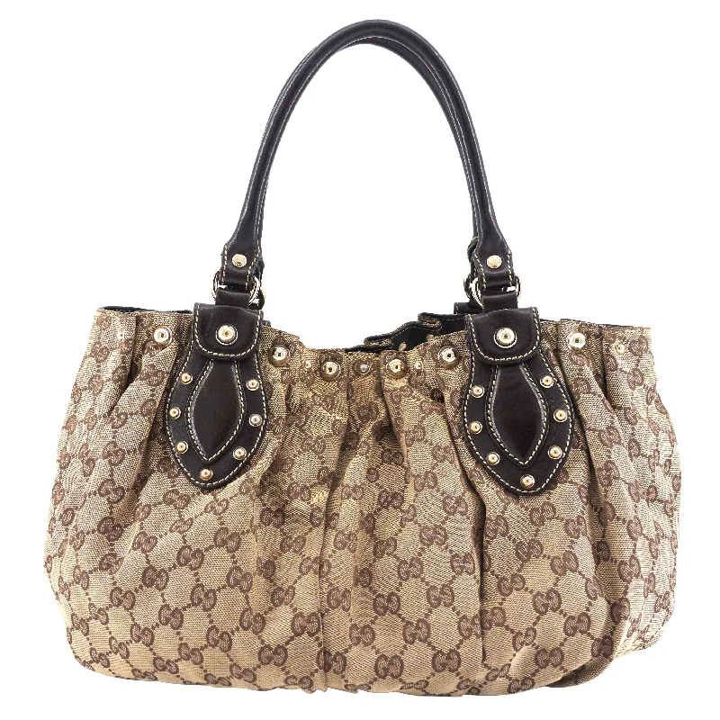 Pelham Medium Monogram Canvas Studded Hobo Bag