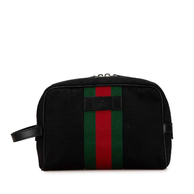 Black Gucci Techno Web Canvas Clutch