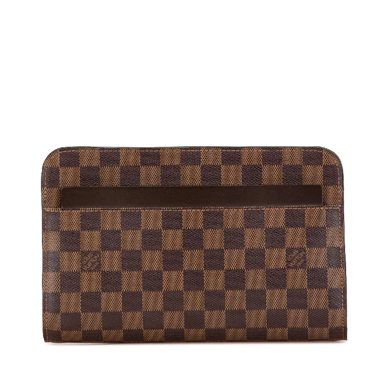 Brown Louis Vuitton Damier Ebene Pochette Saint Louis Clutch Bag