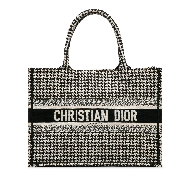 Black Dior Medium Houndstooth Book Tote