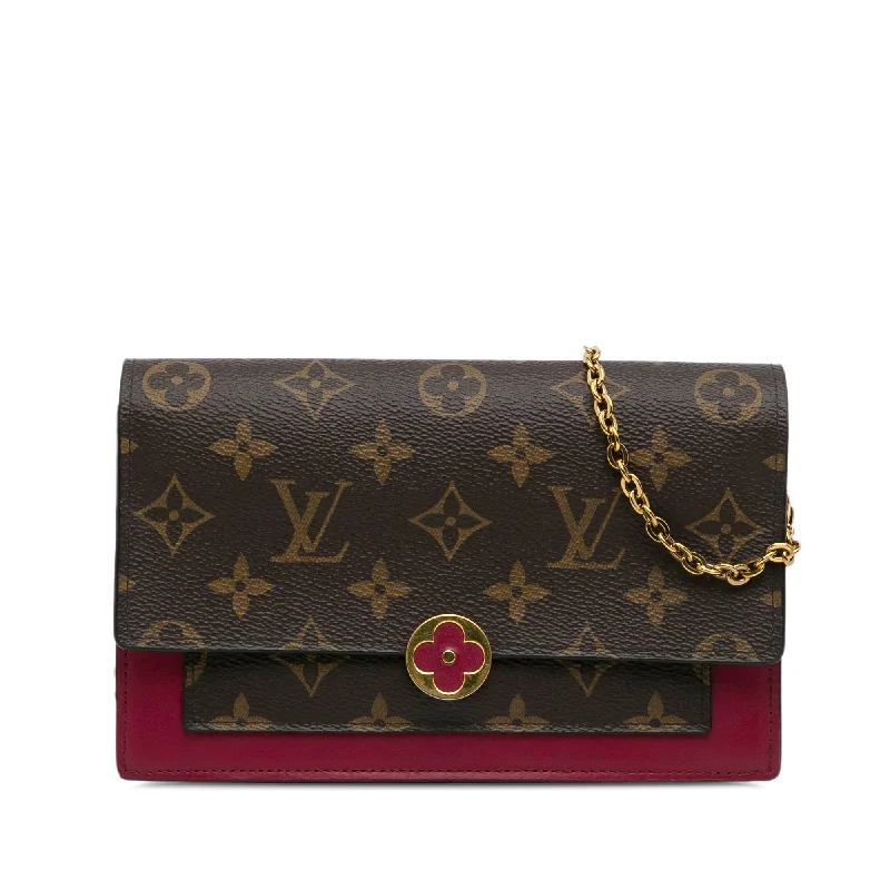 Brown Louis Vuitton Monogram Flore Wallet On Chain Crossbody Bag