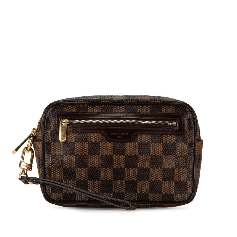 Brown Louis Vuitton Damier Ebene Pochette Billets Macao Clutch Bag