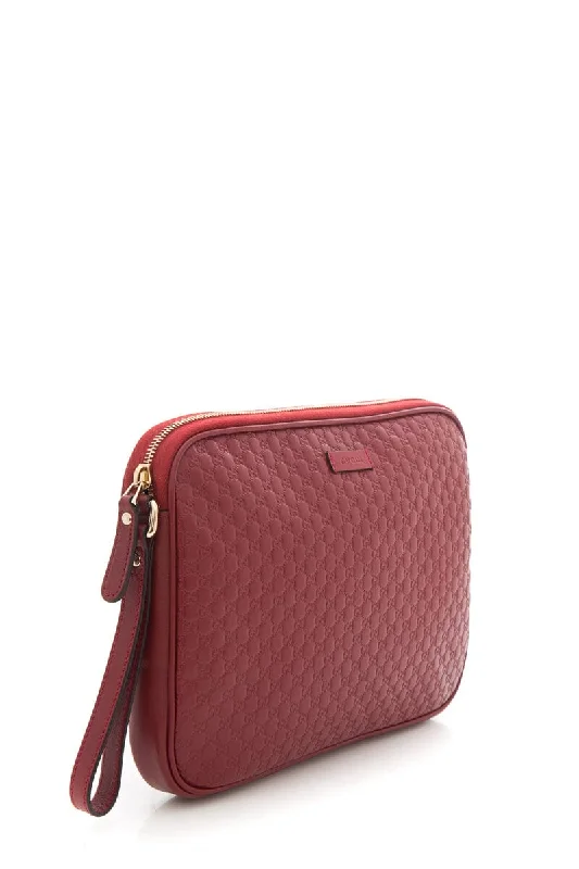 Gucci Microguccissima Red Leather Clutch Bag