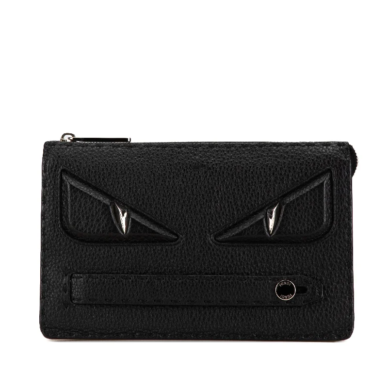 Black Fendi Leather Selleria Monster Clutch