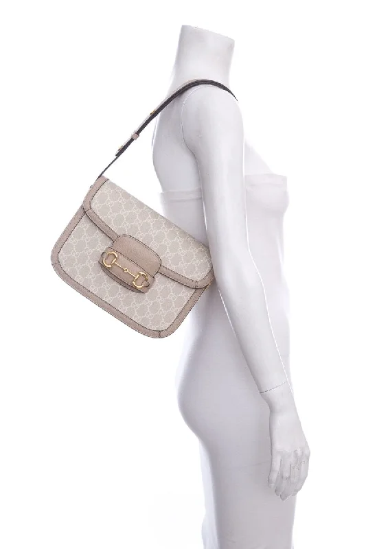 Gucci GG Supreme Monogram Horsebit 1955 Cream & Beige Handbag