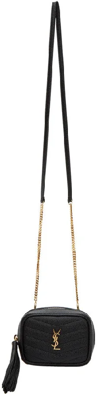 YSL LOU BABY QUILTED GRAIN DE POUDRE LEATHER CHAIN BAG