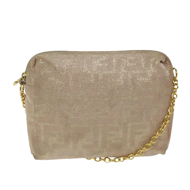 FENDI Chain Zucca Canvas Shoulder Bag Beige  74583