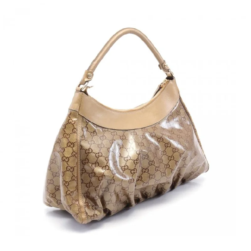 Gucci Abby GG Crystal Coated Canvas Leather One Shoulder Bag Gold Light Brown Medium