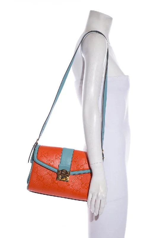 Gucci Orange & Blue Medium GG Aria Collection Cross-Body