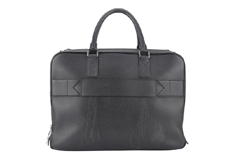 LOUIS VUITTON GREY TAIGA LEATHER DOCUMENT BAG WITH DUST COVER, LOCK&KEYS