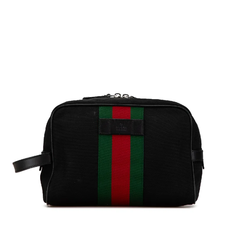 Black Gucci Techno Web Canvas Clutch