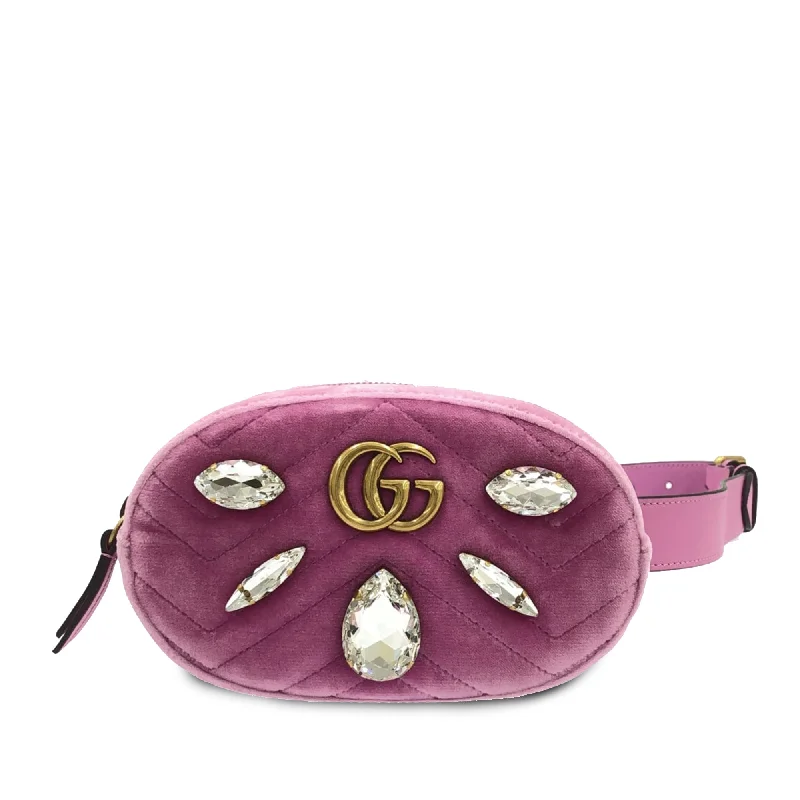 Pink Gucci GG Marmont Velvet Belt Bag