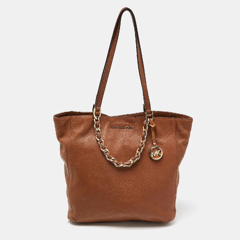 Brown Leather Chain Tote