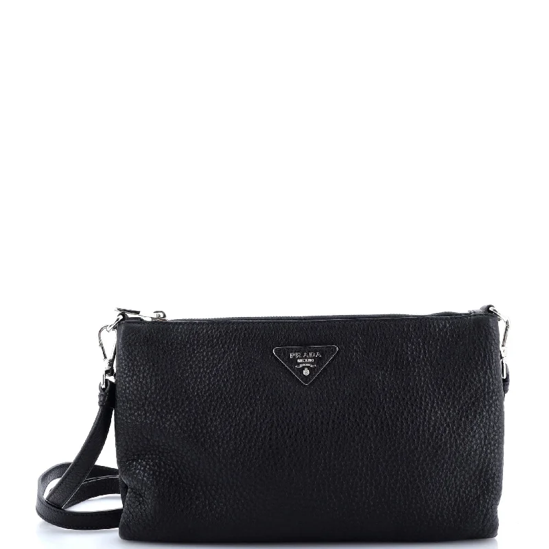 Flat Zip Crossbody Bag Vitello Daino Mini