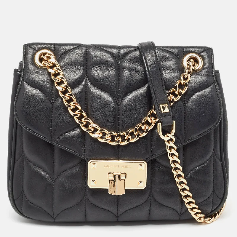 Black Quilted Leather Sloan Shoulder Bag