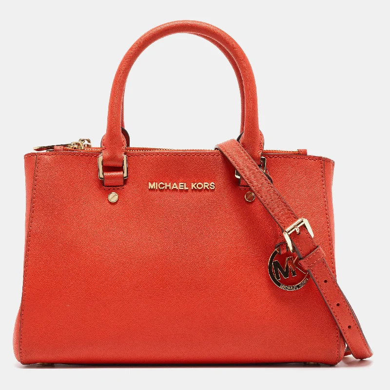 Michael Michael Kors Red Leather Small Sutton Tote