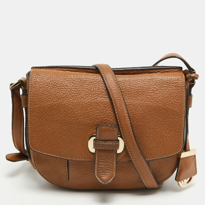 Brown Leather Flap Crossbody Bag