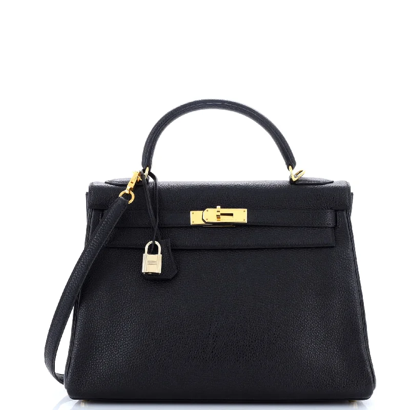 Kelly Handbag Noir Togo with Gold Hardware 32