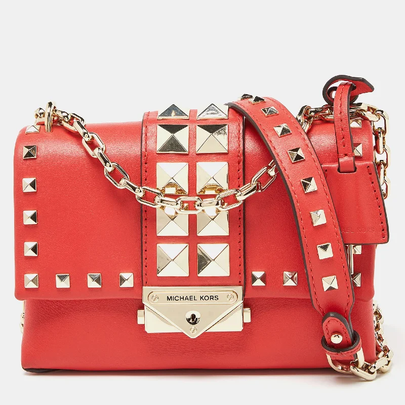 Red Studded Leather Mini Cece Crossbody Bag