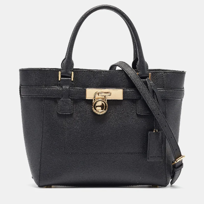 Black Leather Hamilton Traveler Tote