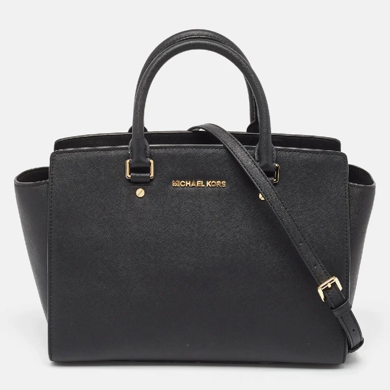 Black Saffiano Leather Large Selma Tote